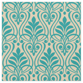 Art Deco Muster 01 - Aquamarin auf Off-White Stoff