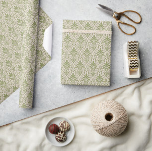 Art Deco Muster 01 - Camouflage Green on White Geschenkpapier