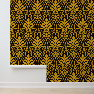 Art Deco Muster 01 - Deco Gold 2 auf Schwarz Tapete