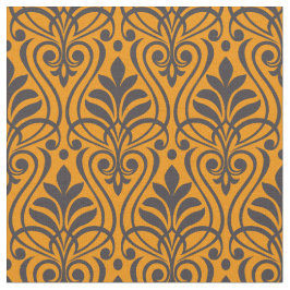 Art Deco Muster 01 - Deko Black on Vivid Gamboge Stoff