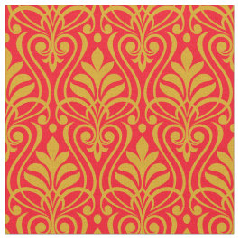Art Deco Muster 01 - Deko Gold 2 auf Carmine Red Stoff