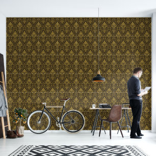 Art Deco Muster 01 - Deko Gold auf Deko Black Tapete