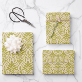 Art Deco Muster 01 - Deko Gold auf Off-White Geschenkpapier Set