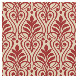 Art Deco Muster 01 - Dunkelrot auf Off-White Stoff