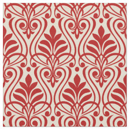 Art Deco Muster 01 - Escher Red on Off-White Stoff
