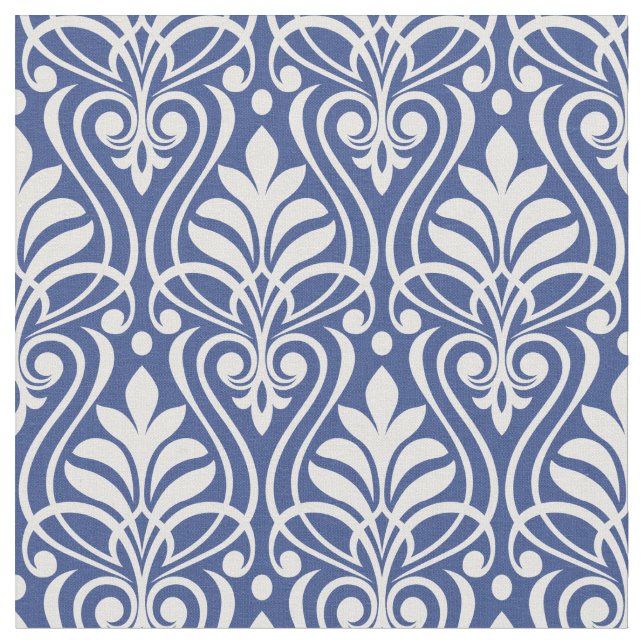 Art Deco Muster 01 - Hellrosa auf preußisch blau Stoff (Nahaufnahme)