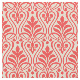 Art Deco Muster 01 - Hellrot auf Off-White Stoff