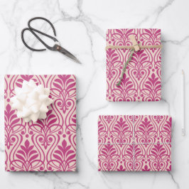 Art Deco Muster 01 - Himbeerrosa auf hellrosa Geschenkpapier Set