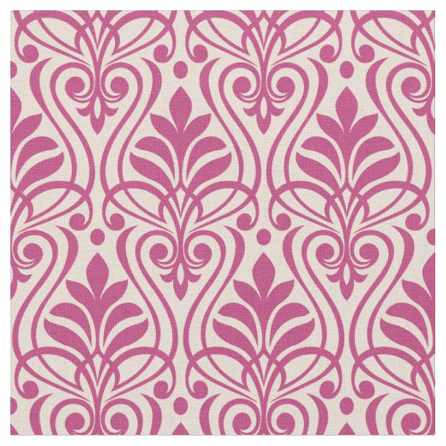 Art Deco Muster 01 - Himbeerrosa auf hellrosa Stoff (Nahaufnahme)