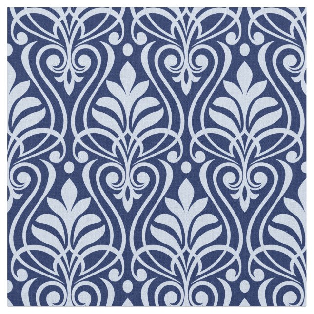 Art Deco Muster 01 - Lavender Blue on Dark Blue Stoff (Nahaufnahme)