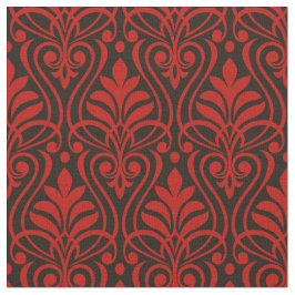 Art Deco Muster 01 - Milano Rot auf Schwarz Stoff