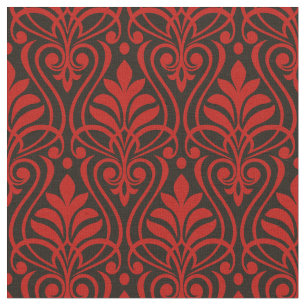 Art Deco Muster 01 - Milano Rot auf Schwarz Stoff