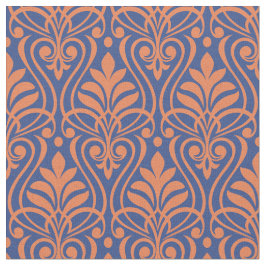 Art Deco Muster 01 - Orange auf Preußen Blau Stoff