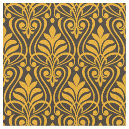 Art Deco Muster 01 - Vivid Gamboge auf Deko Black Stoff