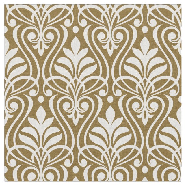 Art Deco Muster 01 - White on Gold Fusion Stoff (Nahaufnahme)