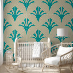 Art Deco Muster 02 - Aquamarin auf Off-White Tapete<br><div class="desc">Art Deco Muster 02 - Aquamarin auf Off-White</div>