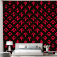 Art Deco Muster 02 - Carmine Red auf Black