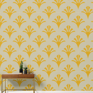 Art Deco Muster 02 - Deco Gold 2 auf Off-White Tapete