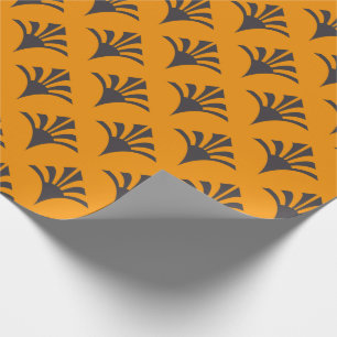 Art Deco Muster 02 - Deko Black on Vivid Gamboge Geschenkpapier