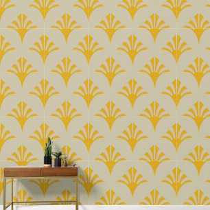 Art Deco Muster 02 - Deko Gold 2 auf Off-White Tapete