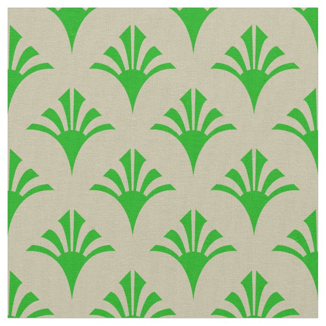 Art-Deco-Muster 02 - Dunkles Lime Green auf Off-Wh Stoff (Nahaufnahme)