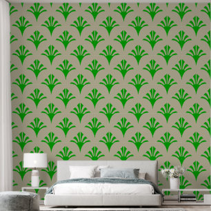 Art-Deco-Muster 02 - Dunkles Lime Green auf Off-Wh Tapete