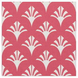 Art Deco Muster 02 - Weiß auf Paradies Rosa Stoff