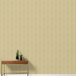 Art Deco Muster 04 - Deco Gold auf Off-White Tapete