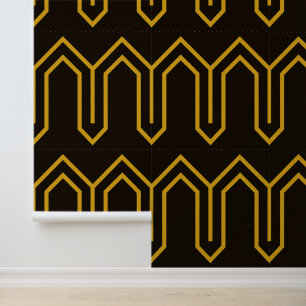 Art Deco Muster 05 - Deco Gold 2 auf Schwarz Tapete