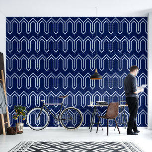 Art Deco-Muster 05 - Lavendelblau auf Dunkelblau Tapete