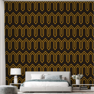 Art Deco-Muster 05 - Lebendiges Gamboge auf Deco-S Tapete