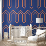 Art Deco Muster 05 - Orange auf Preußen Blau Tapete<br><div class="desc">Art Deco Muster 05 - Orange auf Preußen Blau</div>
