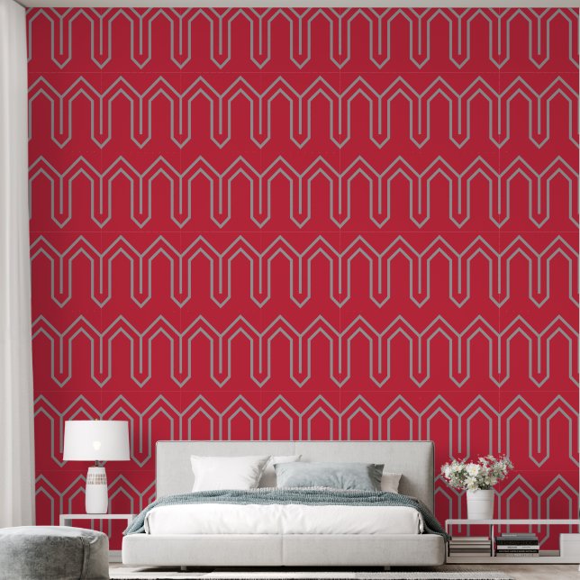 Art Deco Muster 05 - Spanisches Grau auf Paradise  Tapete (Schlafzimmer)