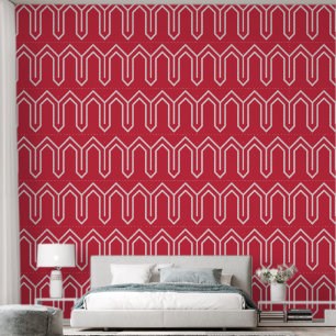 Art Deco-Muster 05 - Weiß auf Paradies-Pink Tapete