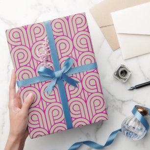 Art Deco-Muster 07 - Fettes Magenta auf Off-White Geschenkpapier