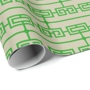 Art Deco Muster 09 - Forest Green on Off-White Geschenkpapier