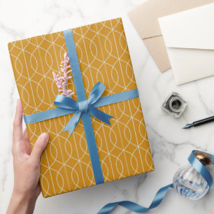 Art Deco Muster 10 - Off-White auf Deco Gold Geschenkpapier