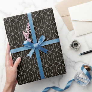 Art Deco Muster 10 - Spanisches Grau auf Schwarz Geschenkpapier