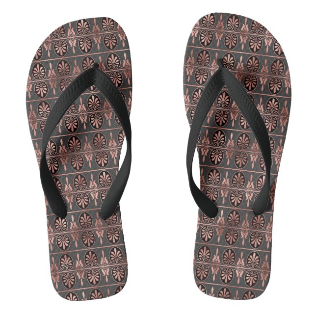 Art-Deco-Muster für Schwarz und Kupfer Flip Flops (Fußbett)