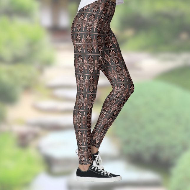 Art-Deco-Muster für Schwarz und Kupfer Leggings (Von Creator hochgeladen)