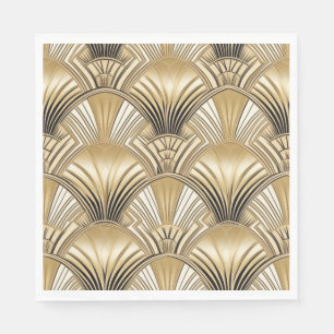 Art Deco Muster Gold Elfenbein Serviette