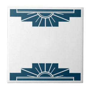 Art Deco Muster im Tiefen Aquamarin Fliese
