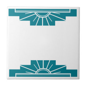 Art Deco Muster in Aquamarin Fliese