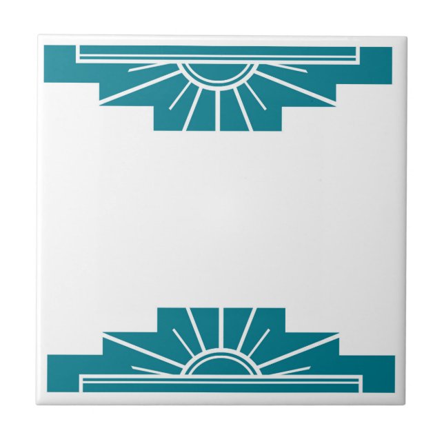 Art Deco Muster in Aquamarin Fliese (Vorderseite)