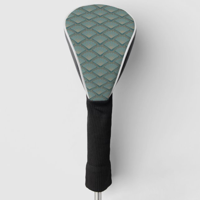 Art-Déco-Muster in aquamariner Farbe Golf Headcover (Vorderseite)