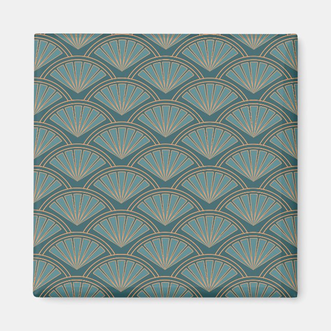 Art-Déco-Muster in aquamariner Farbe Magnet (Vorne)