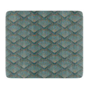 Art-Déco-Muster in aquamariner Farbe Schneidebrett