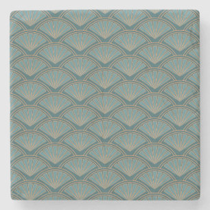 Art-Déco-Muster in aquamariner Farbe Steinuntersetzer