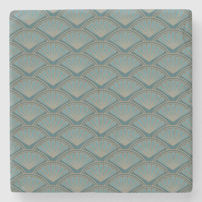 Art-Déco-Muster in aquamariner Farbe Steinuntersetzer (Vorderseite)