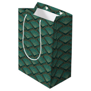 Art-Déco-Muster in aquamariner grüner Farbe Mittlere Geschenktüte